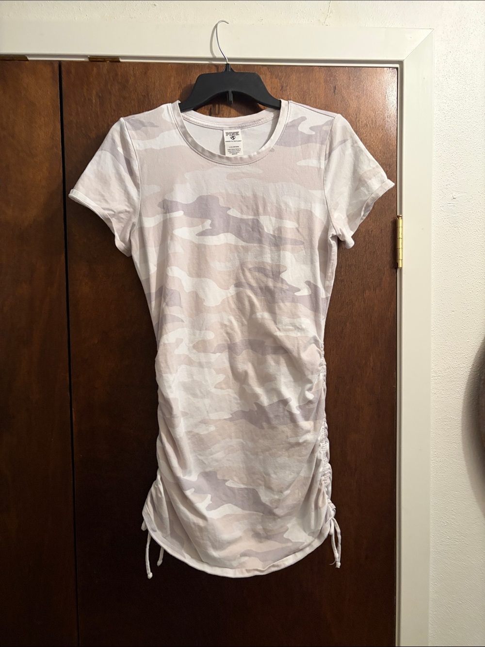 PINK Victoria's Secret Short Sleeve Camo Tee Dress - White & Pale Pink